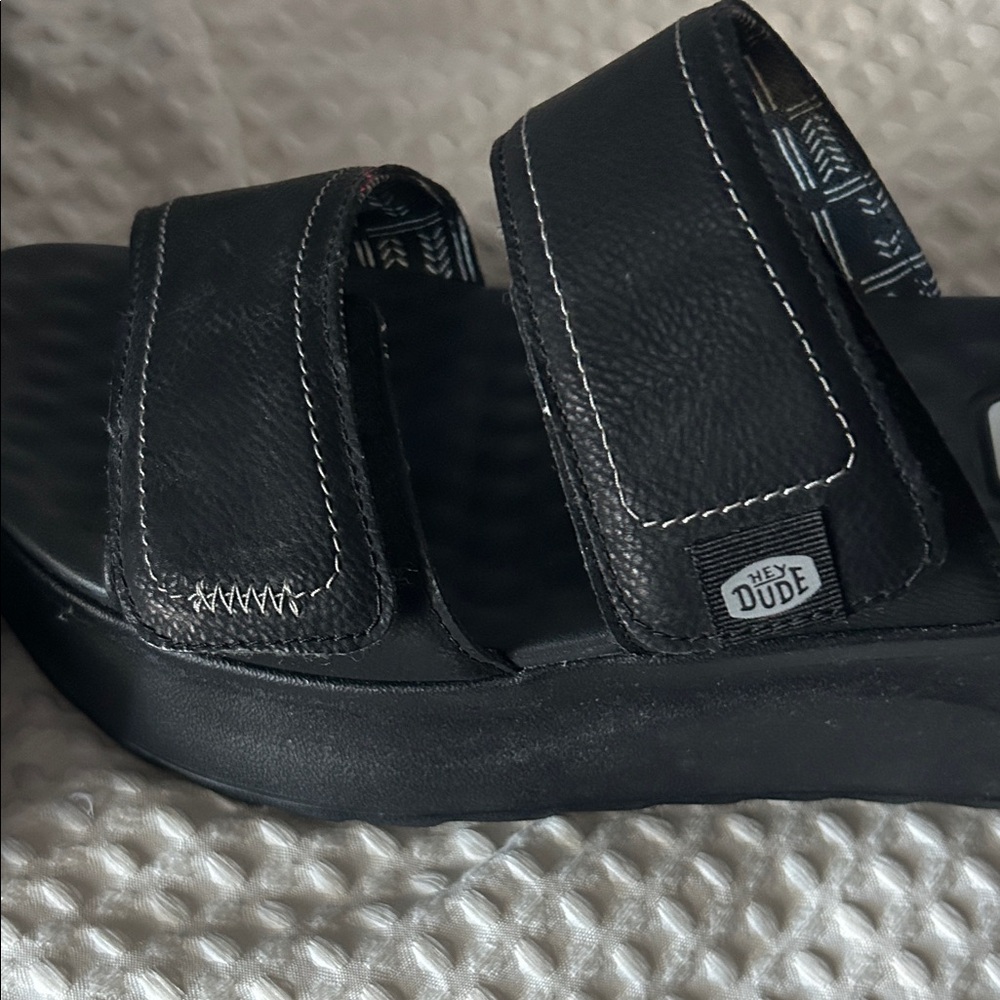 Hey Dude Black Slide Sandals size 9 wide - Picture 2 of 9